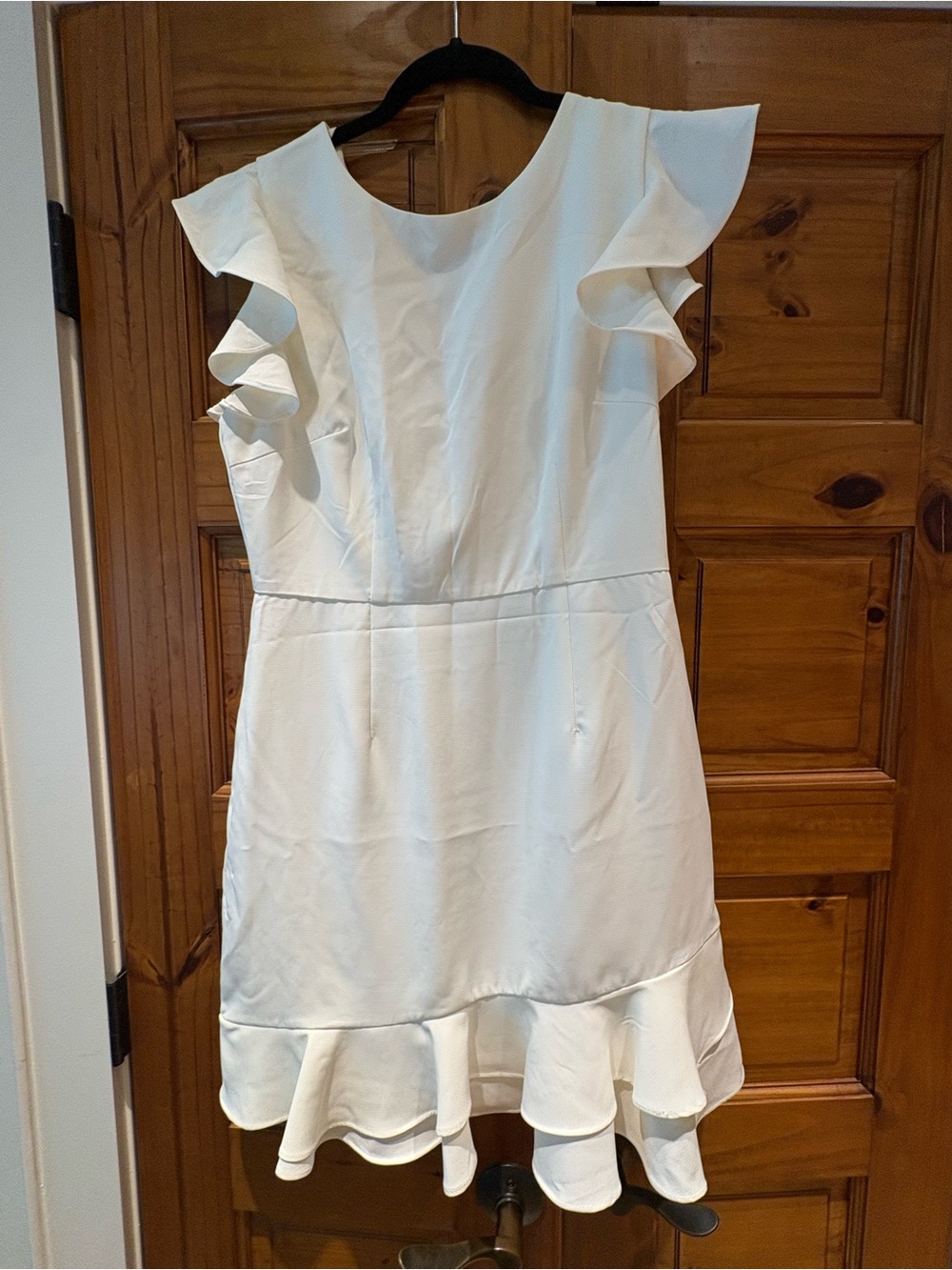 Elegant White Ruffle-Trim Dress